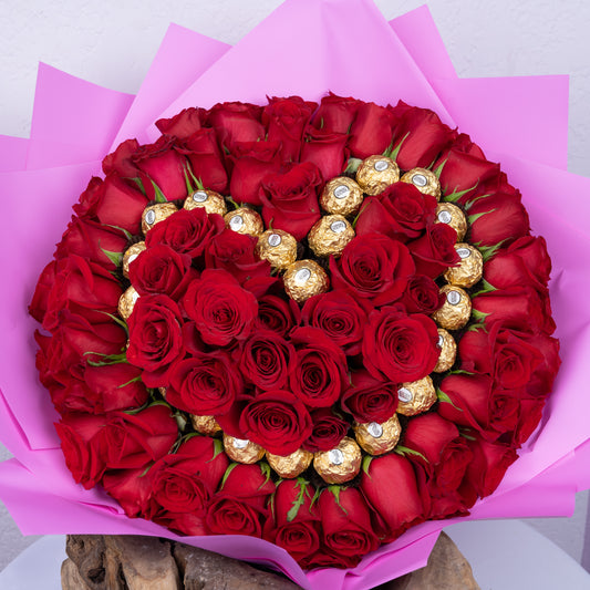 Ramo corazón de chocolates