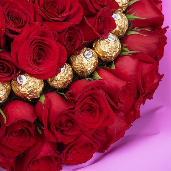 Ramo corazón de chocolates