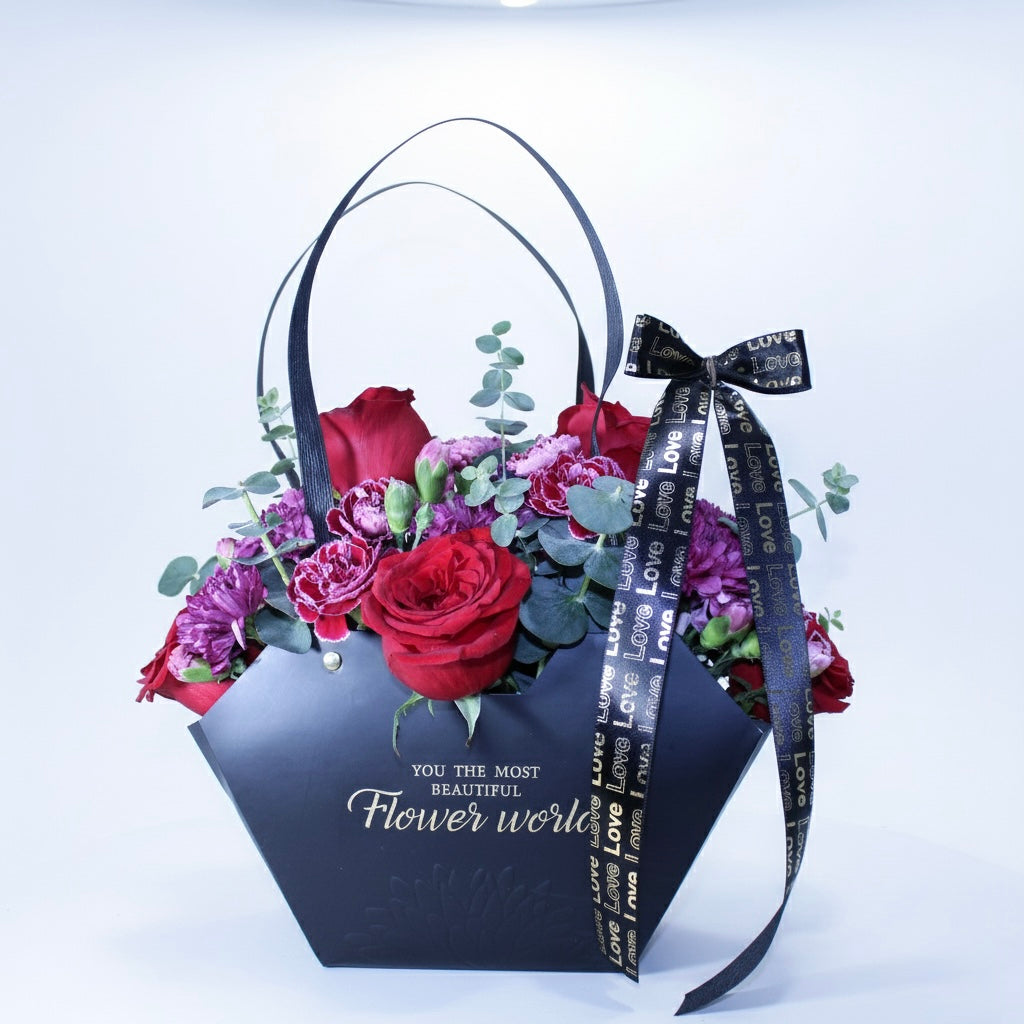 Bolsa Floral (Negro, Blanco, Rojo, Beige)