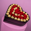 Caja Corazón con 20 rosas y chocolates